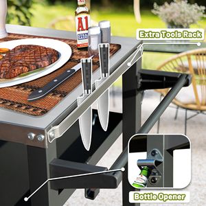 Carrello da Esterno a 3 Ripiani con Ruote, Tavolo in Acciaio Inox Blackstone per Forno Pizza, Soluzione di Stoccaggio per Preparazione Cibo - Product Image 5