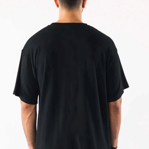 Camiseta de algodón grueso con cuello personalizado, venta al por mayor de fábrica, camiseta blanca lisa, camiseta negra de corte holgado para hombre - Product Image 6