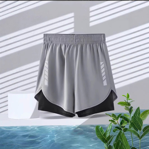 Pantalones Cortos Deportivos para Hombre, Sólidos, Sin Tejido, con Cierre de Cordón, Secado Rápido, Transpirables, Delgados, para Atletismo y Entrenamiento - Product Image 2