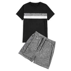 Men's Summer Fashion Short Sleeve Sportswear Ink Print T Shirts Shorts 2 PC <b>Sets</b> Men Casual Sports Suits Male Clothing - Product Image 1