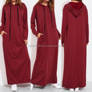 Robe longue pour femmes automne 2020, manches longues, style décontracté, nouveau style, pull à capuche avec cordon de serrage, robe longue personnalisable - Product Image 5