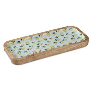 Wooden <b>Tray</b> With Enamel Finish Perfect For Serving <b>Snacks</b> Beverages And Enhancing Table Appearance - Product Image 2