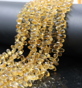 Excelentes cuentas de piedra con forma de gota facetada citrino de 5x9mm - Product Image 6