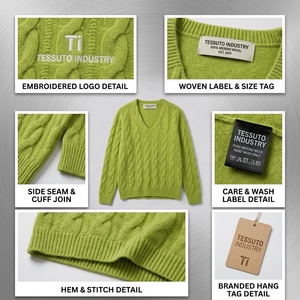 เสื้อสเวตเตอร์คอวีถักลายเคเบิ้ลแคชเมียร์แท้ 100% สำหรับผู้หญิง แขนยาว ผลิตภัณฑ์ถักนิตติ้งสำหรับฤดูหนาว ขายส่งจากโรงงาน - Product Image 4