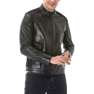 Chaquetas de cuero para hombre de la marca Bet Manufacturing, con cremallera, cuello alto, diseño con bolsillos, transpirables, servicio OEM, chaqueta de cuero para hombre de invierno. - Product Image 1