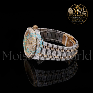 Luxury Antique Hip Hop Simple Moissanite <b>Diamond</b> Men's Stainless Steel Sapphire Crystal Analog 41mm Chronograph 3BAR WristWatch - Product Image 2