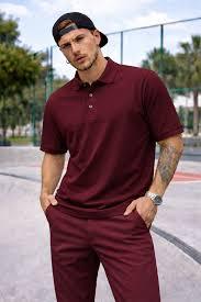 เสื้อโปโลผู้ชายผ้าปิเก้เนื้อหนา – สีเบอร์กันดีมารูน – แขนสั้นทรงคลาสสิก – เสื้อผ้าฝ้ายระบายอากาศได้ดีสำหรับทำงานและสวมใส่ลำลอง - Product Image 3