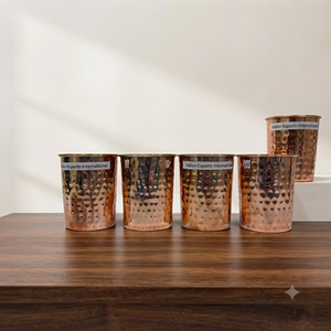 แก้วน้ำทองแดงลายตอก (ทองแดงบริสุทธิ์รับรองมาตรฐาน) - Product Image 1