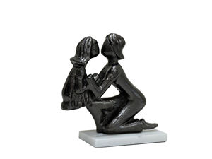 Escultura Moderna de Aluminio, Estatua Abstracta de Madre e Hijo, Figura Minimalista de Metal Negro sobre Base de Mármol, Decoración para el Hogar, Regalo - Product Image 3