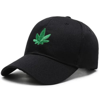 Gorra de Béisbol Blanca y Negra con Bordado de Hoja Verde, Ajustable, Unisex, de 6 Paneles, Informal, para Adultos, 100% Poliéster Twill