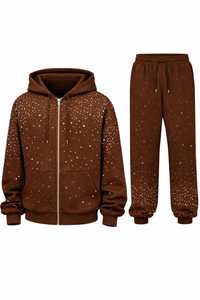 Streetwear Manufacturers Custom <b>Men's</b> Zip up Rhinestone Jogger Acid Wash Hoodie and Sweatpants Set Tracksuit <b>Sweat</b> <b>Suit</b> <b>Men</b> - Product Image 6
