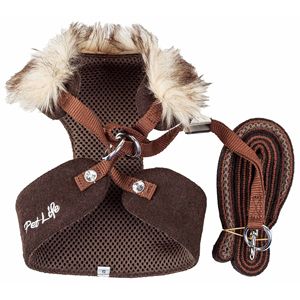 Imbracatura per cani regolabile 2-in-1 e guinzaglio con collo in pelliccia rimovibile lussuose imbracature per animali in maglia invertita - Product Image 5