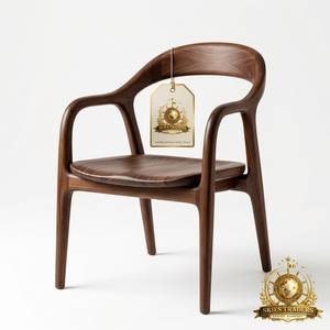 Sillón Moderno de Madera de Nogal Macizo con Perfil Lateral, Silla de Comedor Ergonómica y Elegante, Silla de Escritorio de Estilo Nórdico, Muebles al por Mayor - Product Image 5
