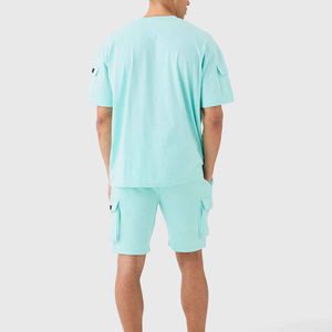 New OEM Gym Summer Breathable Sports Suit Loose Fitting T-Shirt Short Sleeved Cotton Casual Men's T Shirt Short <b>Set</b> - Product Image 2