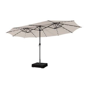 15 Feet Double Sided Patio Umbrella with 48 LED <b>Lights</b> Elegant Outdoor Furniture <b>Accessory</b> - Product Image 1