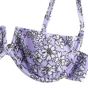 Ensemble bikini deux pièces à carreaux floraux pour femmes de grande taille, bas triangle à coupe haute, maillot de bain à volants et dos nu - Product Image 4