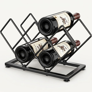 Modern Metal Countertop Wine Rack 7 Bottle <b>Freestanding</b> Wine Storage Holder & Organizer Stand For Home Kitchen <b>Bar</b> And Tabletop - Product Image 4