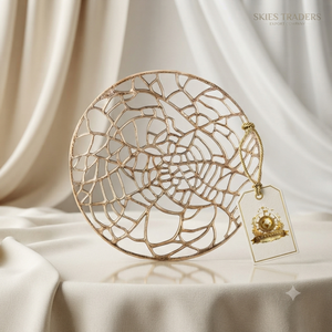 Sous-plat rond en métal doré rose, motif abstrait organique, résistant à la chaleur, pour cuisine et salle à manger - Product Image 1