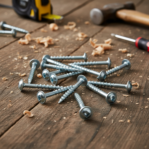 Zinc/Nickel Plated Self-Tapping <b>Screws</b> - <b>Flat</b> Pan Head Phillips Pozi Drive Coarse Wood Thread - Product Image 1