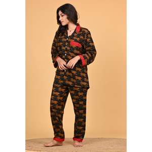 Conjunto de Pijama de Poliéster Crepé Estampado para Mujer, Ropa de Dormir Suave, Ropa de Noche Cómoda para Damas - Product Image 6