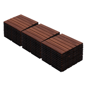 30 Baldosas de Madera de Acacia para Exterior, con Diseño de Rayas, 30x30 cm, para Patio, Balcón, Piscina - Product Image 1