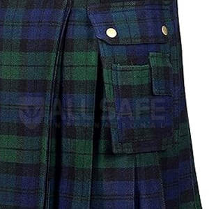 กระโปรงลายตาหมากรุกสำหรับผู้ชายผ้าฝ้ายผสมปรับเอวได้ปรับสีโลโก้ได้ - Product Image 2