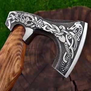 Custom Handmade Forged Carbon Steel Axe Outdoor Camping Hunting Hatchet Wooden Handle Survival Axe With Cover Survival <b>Tool</b> - Product Image 2