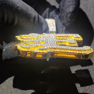 Pendentif initial en argent 925 et moissanite pour homme, style hip-hop, nouveau, unisexe, classique, punk rock, lettres de l'alphabet, pour tous les jours - Product Image 6