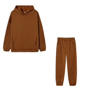 Ensemble de survêtement unisexe à capuche de couleur unie, en coton, coupe décontractée, respirant, pour l'automne - Product Image 6