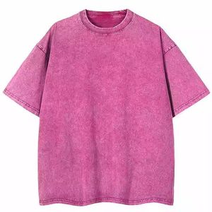เสื้อยืดผู้ชาย 240GSM ผ้าฝ้าย 100% ล้างสีแบบแอซิดวอช สไตล์วินเทจ ทรงโอเวอร์ไซส์ สตรีทแวร์ ย้อนยุค ขาดๆ แบบดิสเทรส เสื้อยืดเปล่าสำหรับผู้ชาย - Product Image 1