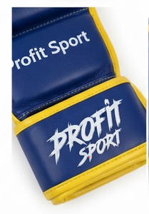 ถุงมือ MMA Profit Sport สีน้ำเงินเหลือง แบบครึ่งนิ้ว สำหรับปิดนิ้วมือ ใช้ได้ทั้งชายและหญิง อุปกรณ์ฝึกศิลปะการต่อสู้ วัสดุ PU ปรับขนาดได้ สำหรับชกมวย - Product Image 5