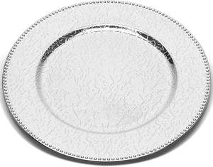 Assiette de présentation texturée argentée, élégante et décorative, pour tables d'événements - Product Image 6