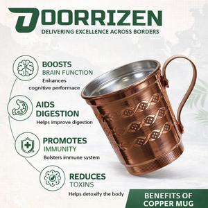 Tazas Elegantes de Cobre Puro Ecológicas de 400 ml, a Prueba de Fugas, Aptas para Lavavajillas, Reutilizables, Hechas a Mano, Personalizables, Beneficios para la Salud de los Adultos - Product Image 5