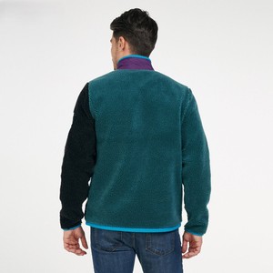 Veste en polaire sherpa multicolores tendance, logo personnalisé, col rabattu, fermeture éclair, doublure en sherpa, coupe classique, veste pour homme - Product Image 4
