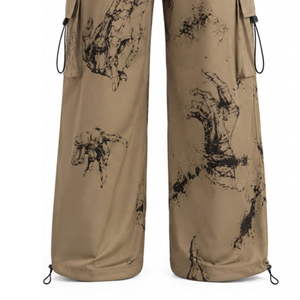 Pantalones Cargo Anchos de Hombre Color Caqui con Estampado de Esqueleto y Cinturón de Cadena, Estilo Gótico Punk Urbano, de la Mejor Calidad - Product Image 6