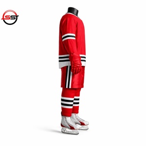 Uniforme de hockey sur glace bleu ciel et blanc le plus populaire, imprimé, respirant, séchage rapide, personnalisez votre propre logo, design professionnel double chevron - Product Image 2