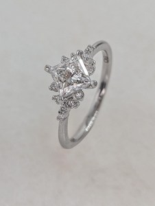 Authentic Moissanite 1CT Princess Cut Floral Cluster <b>Ring</b> For Unisex Original 925 Silver <b>Fine</b> Wedding Party Gift For Bride - Product Image 3