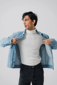 Wholesale URBANGAZER 2025 <b>Custom</b> Men's High Street <b>Denim</b> <b>Jacket</b> Windproof Fashionable Winter <b>Jacket</b> Warm Zipper OEM Service - Product Image 2