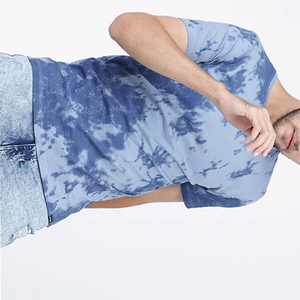 <b>Men's</b> <b>Tie</b>-Dye Short Sleeve T-Shirt O-Neck Regular Fit Cotton Jersey Casual Style <b>Blue</b> Patterned Top - Product Image 5