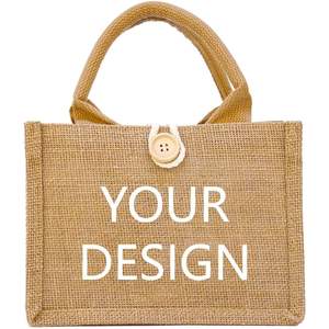 2025 sac fourre-tout en jute personnalisé avec bouton plage voyage demoiselle d'honneur sac de mariage texte personnalisé Logo Images sacs fourre-tout promotionnels - Product Image 2