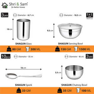 Ensemble de table en acier inoxydable 45 pièces pour 3 personnes Collection Shagun - Product Image 5