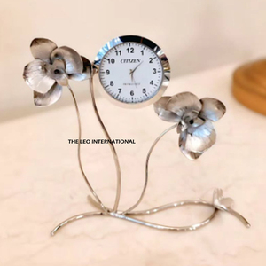High On Demand Simple Luxury Nordic Style Metal Floral Silver Antique Finish Table <b>Clock</b> New Collection <b>Desk</b> Organizer Home - Product Image 1