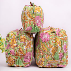 Sac de maquillage matelassé en coton écologique de qualité supérieure, pour femmes, voyage, portable, lavable, avec fermeture éclair, grand format - Product Image 2