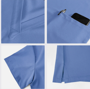 Conjunto de uniforme médico profesional para hombre, blusa con cuello en V y 2 bolsillos, y pantalones tipo jogger - Product Image 4