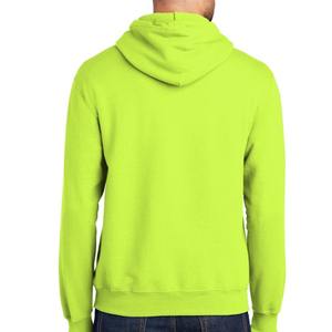 เสื้อฮู้ดดี้พิมพ์โลโก้ตามสั่ง สีเขียวนีออนสำหรับผู้ชาย เสื้อกันหนาวผ้าฟลีซสีเขียวมะนาวสะท้อนแสง สวมใส่สบาย สีสันสดใส สไตล์สตรีทแวร์ - Product Image 1