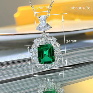 Bijoux de mode pour femmes, boucles d'oreilles, bagues et colliers exquis, ensemble de bijoux en argent émeraude de luxe - Product Image 2