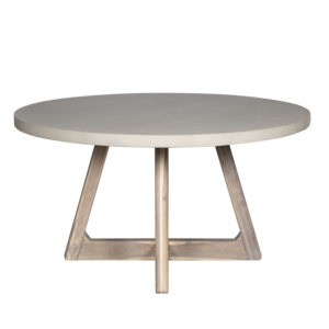 Table à manger moderne minimaliste en GFRC avec base en X en bois, style ferme, pour hôtel, maison, atelier, entrée, capacité 6 personnes, stable - Product Image 2