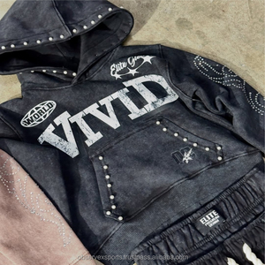 Streetwear d'hiver personnalisé de haute qualité 400 GSM Survêtement à capuche en coton épais surdimensionné avec col à capuche - Product Image 2