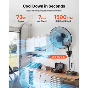 Ventilatore oscillante da parete a 18 pollici con 3 velocità, flusso d'aria prolungato, angolo di rotazione regolabile, tipi di spina (AU/US) - Product Image 2