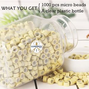 1000 perles de 5 mm pour extensions de cheveux, anneaux micro-liens doublés de silicone pour extensions de cheveux - Blond - Product Image 1
